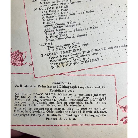Childrens Play Mate Magazine May 1940 Featuring Stories Rhymes & Puzzles - Picture 4 of 16